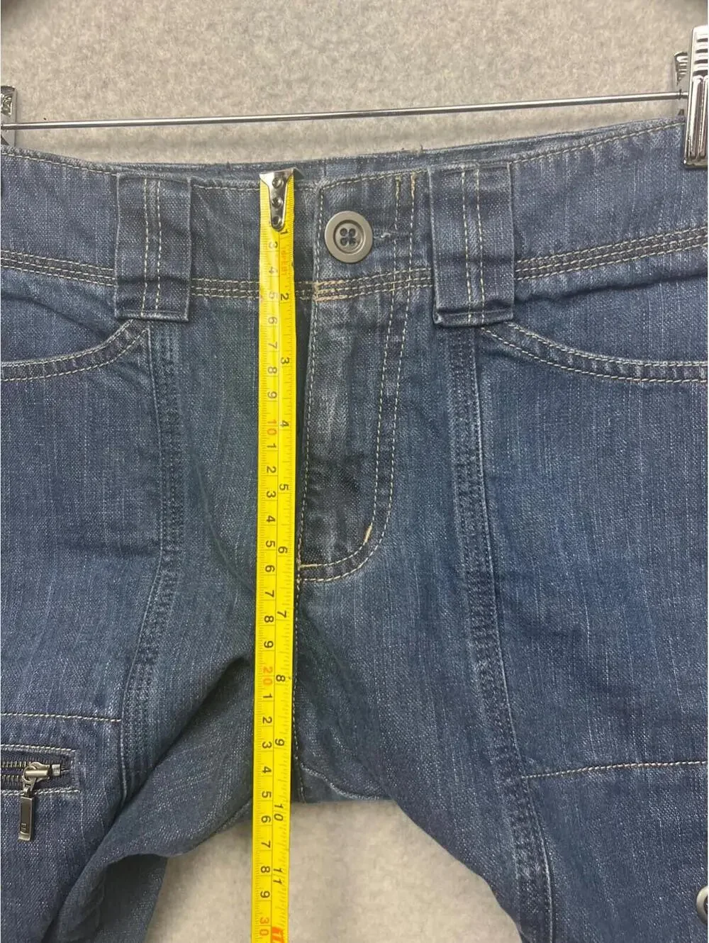 Eddie Bauer Crop Cargo Capri Denim Jeans Womens Size 6 Outdoor Casual Comfort